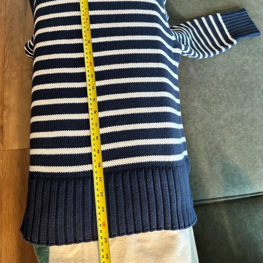 J. Crew Women’s XXL Cotton Turtleneck Sweater - Navy Ivory Stripe NWT - Picture 6 of 7